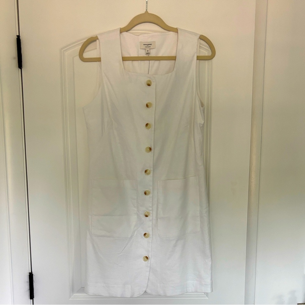Banana Republic white linen blend shift dress